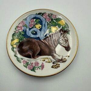 1980s Collectible Franklin Mint Animal Alphabet Mini Plate/Trinket Dish Letter Q